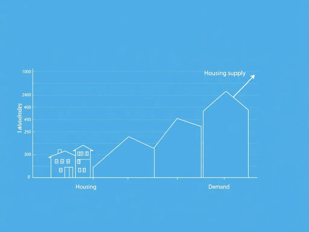 Minimalist architectural graph showing housing supply vs dem