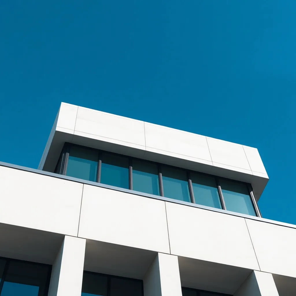 Minimalist architectural detail of a modern bank building in