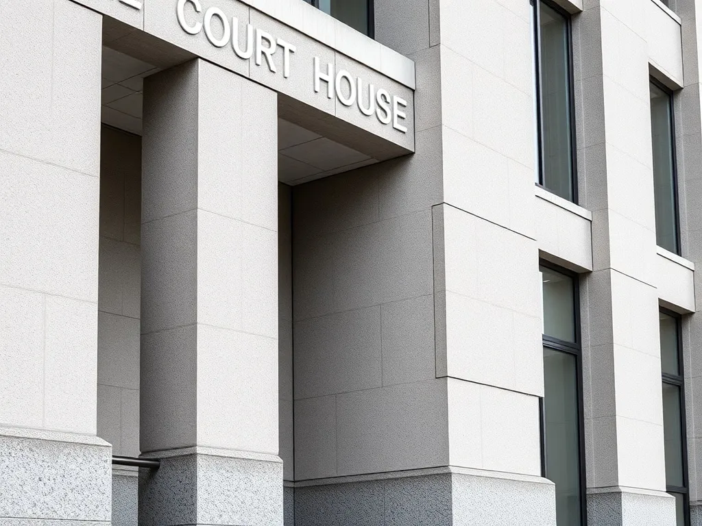A minimalist architectural detail of a modern courthouse bui